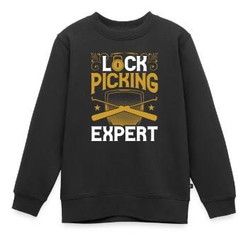 Lockpicking Experte Schloss Lock Picking Knacken - Kinder Premium Organic Sweatshirt - Schwarz - Vorne - AI Model Kid Female (0cm)