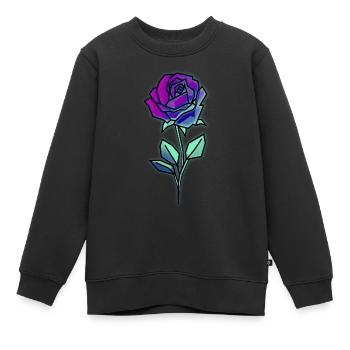 Cyber Aesthetic Rose Retro Futurism Vaporwave - Kinder Premium Organic Sweatshirt - Schwarz - Vorne - AI Model Kid Female (0cm)