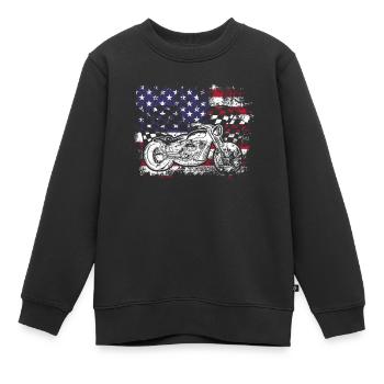 Patriotic Moto Vintage US US - Sweat Premium enfant bio - noir - Devant - AI Model Kid Female (0cm)