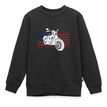 Patriotic Moto Vintage US US - Sweat Premium enfant bio - noir - Devant - AI Model Kid Female (0cm)