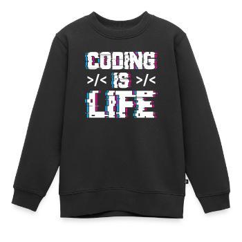 Coding is Life Programmer Coder Code - Kids Premium Organic Sweatshirt - black - Front - AI Model Kid Female (0cm)