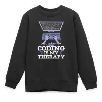 Programmieren Ist Meine Therapie Code Coder Coding - Kinder Premium Organic Sweatshirt - Schwarz - Vorne - AI Model Kid Female (0cm)