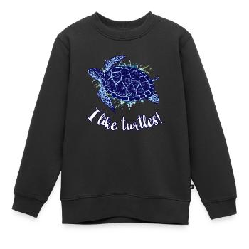 I Like Turtles Schildkröten Wasserschildschröte - Kinder Premium Organic Sweatshirt - Schwarz - Vorne - AI Model Kid Female (0cm)