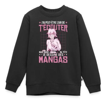 Ich zeichne Manga - Kinder Premium Organic Sweatshirt - Schwarz - Vorne - AI Model Kid Female (0cm)