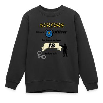 Polizei - 12. Geburtstag, für coole Polizisten - Kinder Premium Organic Sweatshirt - Schwarz - Vorne - AI Model Kid Female (0cm)