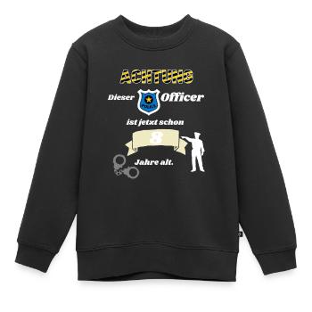 Polizei - 8. Geburtstag, für alle Polizeifans - Kinder Premium Organic Sweatshirt - Schwarz - Vorne - AI Model Kid Female (0cm)