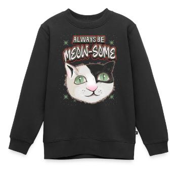 Cat with stars, funny saying, Pun pun - Kids Premium Organic Sweatshirt - black - Front - AI Model Kid Female (0cm)