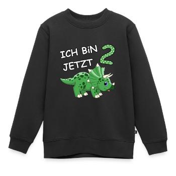 Ich bin jetzt 2 Dino Motiv für Baby's / Jungs - Kinder Premium Organic Sweatshirt - Schwarz - Vorne - AI Model Kid Female (0cm)