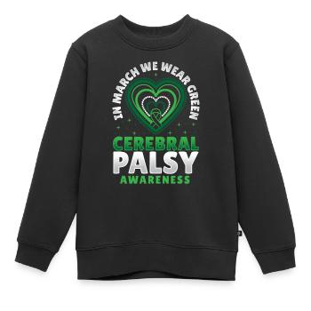 Paralysie cérébrale Warrior CP - Sweat Premium enfant bio - noir - Devant - AI Model Kid Female (0cm)