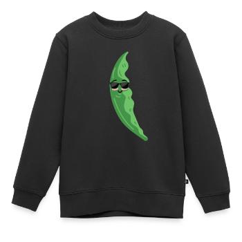 Funny pea pod with sunglasses - Kids Premium Organic Sweatshirt - black - Front - AI Model Kid Female (0cm)