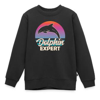 Expert Dauphin Dauphin Dauphin Amoureux des Dauphins - Sweat Premium enfant bio - noir - Devant - AI Model Kid Female (0cm)