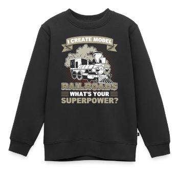 Chemin de fer Fan Train Chemin de fer - Sweat Premium enfant bio - noir - Devant - AI Model Kid Female (0cm)