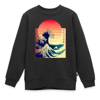 La Grande Vague au large de Kanagawa - Sweat Premium enfant bio - noir - Devant - AI Model Kid Female (0cm)