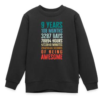 9 Jahre 108 Monate Awesome Happy 9th Birt - Kinder Premium Organic Sweatshirt - Schwarz - Vorne - AI Model Kid Female (0cm)