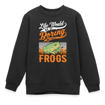 Frosch Geschenk Laubfrosch - Kinder Premium Organic Sweatshirt - Schwarz - Vorne - AI Model Kid Female (0cm)