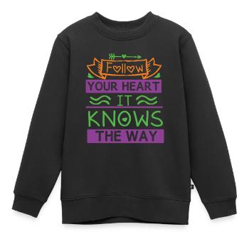 SUIVEZ VOTRE CŒUR IL CONNAÎT LE CHEMIN - Sweat Premium enfant bio - noir - Devant - AI Model Kid Female (0cm)