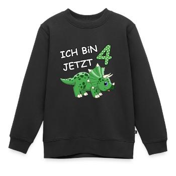 Ich bin jetzt 4 Dino Motiv für Baby's / Jungs - Kinder Premium Organic Sweatshirt - Schwarz - Vorne - AI Model Kid Female (0cm)