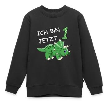 Ich bin jetzt 1 Dino Motiv für Baby's / Jungs - Kinder Premium Organic Sweatshirt - Schwarz - Vorne - AI Model Kid Female (0cm)