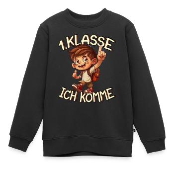 1. Klasse Ich komme Einschulung Jungen - Kinder Premium Organic Sweatshirt - Schwarz - Vorne - AI Model Kid Female (0cm)