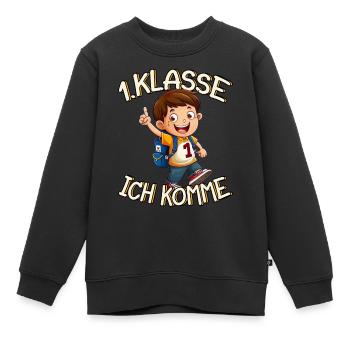 1. Klasse Ich komme Einschulung Jungen - Kinder Premium Organic Sweatshirt - Schwarz - Vorne - AI Model Kid Female (0cm)