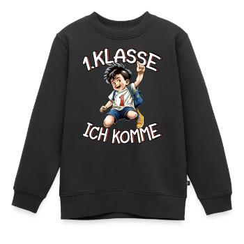 1. Klasse Ich komme Einschulung Jungen - Kinder Premium Organic Sweatshirt - Schwarz - Vorne - AI Model Kid Female (0cm)