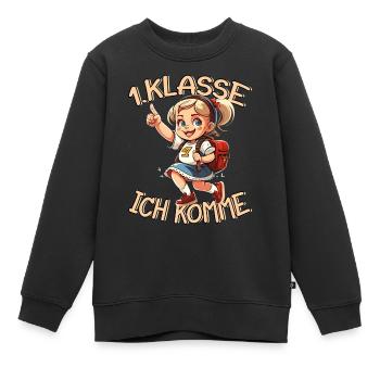 1. Klasse Ich komme Einschulung Mädchen - Kinder Premium Organic Sweatshirt - Schwarz - Vorne - AI Model Kid Female (0cm)