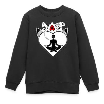 Mon cœur bat pour le yoga et la méditation - Sweat Premium enfant bio - noir - Devant - AI Model Kid Female (0cm)