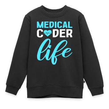 Codeur médical Vie Codeur clinique Codeur médical - Sweat Premium enfant bio - noir - Devant - AI Model Kid Female (0cm)