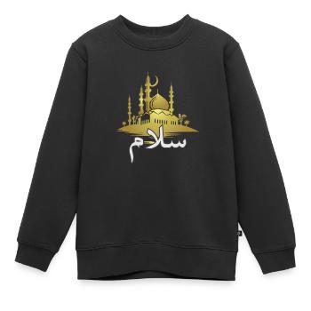 Salam Peace Arab Mosque Islam - Kids Premium Organic Sweatshirt - black - Front - AI Model Kid Female (0cm)