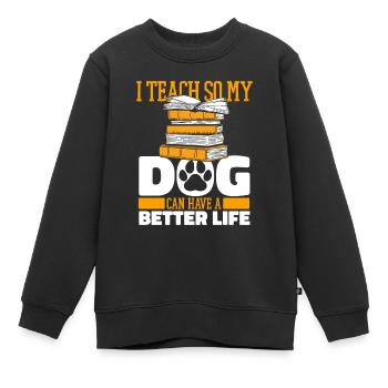 Professeur Chien Pédagogue - Sweat Premium enfant bio - noir - Devant - AI Model Kid Female (0cm)