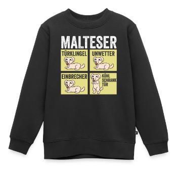 Hund Malteser - Kinder Premium Organic Sweatshirt - Schwarz - Vorne - AI Model Kid Female (0cm)