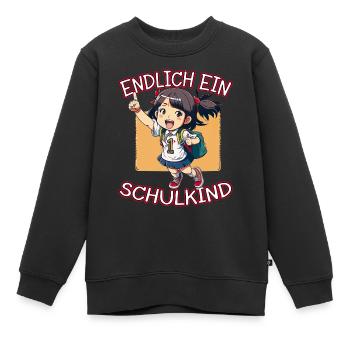 Endlich ein Schulkind Anime Mädchen - Kinder Premium Organic Sweatshirt - Schwarz - Vorne - AI Model Kid Female (0cm)