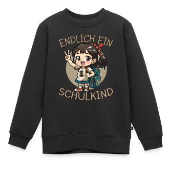 Endlich ein Schulkind Anime Mädchen - Kinder Premium Organic Sweatshirt - Schwarz - Vorne - AI Model Kid Female (0cm)