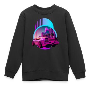 Retro Wave Supercar Vaporwave - Kinder Premium Organic Sweatshirt - Schwarz - Vorne - AI Model Kid Female (0cm)