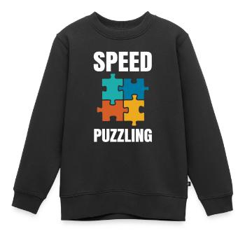 Speed Puzzling - Kinder Premium Organic Sweatshirt - Schwarz - Vorne - AI Model Kid Female (0cm)
