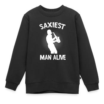 Saxiest Man Alive Saxophon Lustiges Musiker - Kinder Premium Organic Sweatshirt - Schwarz - Vorne - AI Model Kid Female (0cm)