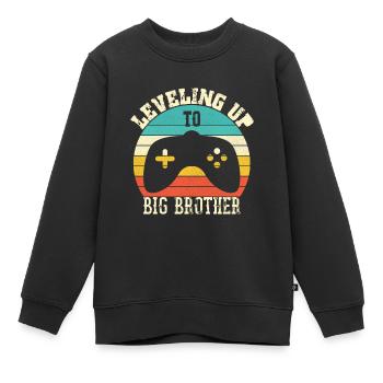 Monter de niveau vers Big Brother - Sweat Premium enfant bio - noir - Devant - AI Model Kid Female (0cm)