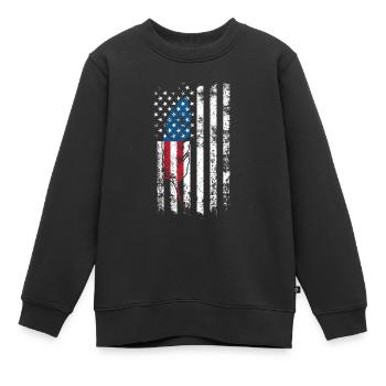 Amerikanische Flagge Native Tribe Feder Stolz - Kinder Premium Organic Sweatshirt - Schwarz - Vorne - AI Model Kid Female (0cm)