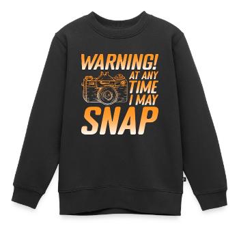 Warning! At Any Time I May Snap 2 - Kinder Premium Organic Sweatshirt - Schwarz - Vorne - AI Model Kid Female (0cm)