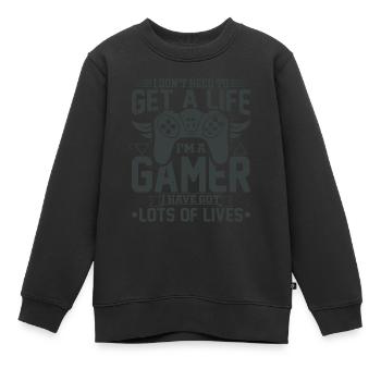 Gamer gaming gaming computer game controller - Kids Premium Organic Sweatshirt - black - Front - AI Model Kid Female (0cm)