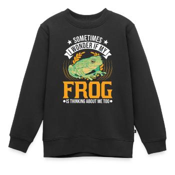 Grenouille cadeau Rainette - Sweat Premium enfant bio - noir - Devant - AI Model Kid Female (0cm)