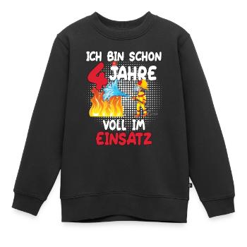 Ich Bin Schon 4 Jahre Voll im Einsatz - Feuerwehr - Kinder Premium Organic Sweatshirt - Schwarz - Vorne - AI Model Kid Female (0cm)
