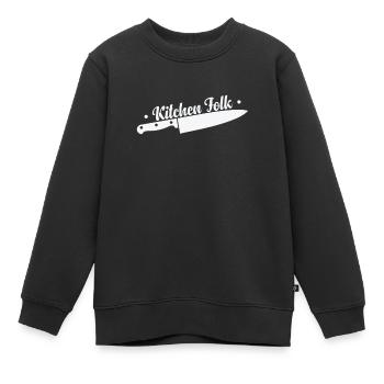 Cuisine Folk Couteaux de cuisine Cuisiner Passe-temps - Sweat Premium enfant bio - noir - Devant - AI Model Kid Female (0cm)