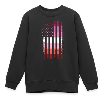 Lesbian Lesbisch Pride Flagge Geschenk - Kinder Premium Organic Sweatshirt - Schwarz - Vorne - AI Model Kid Female (0cm)