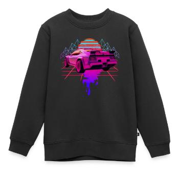 Retro Wave Racing Supercar - Kinder Premium Organic Sweatshirt - Schwarz - Vorne - AI Model Kid Female (0cm)