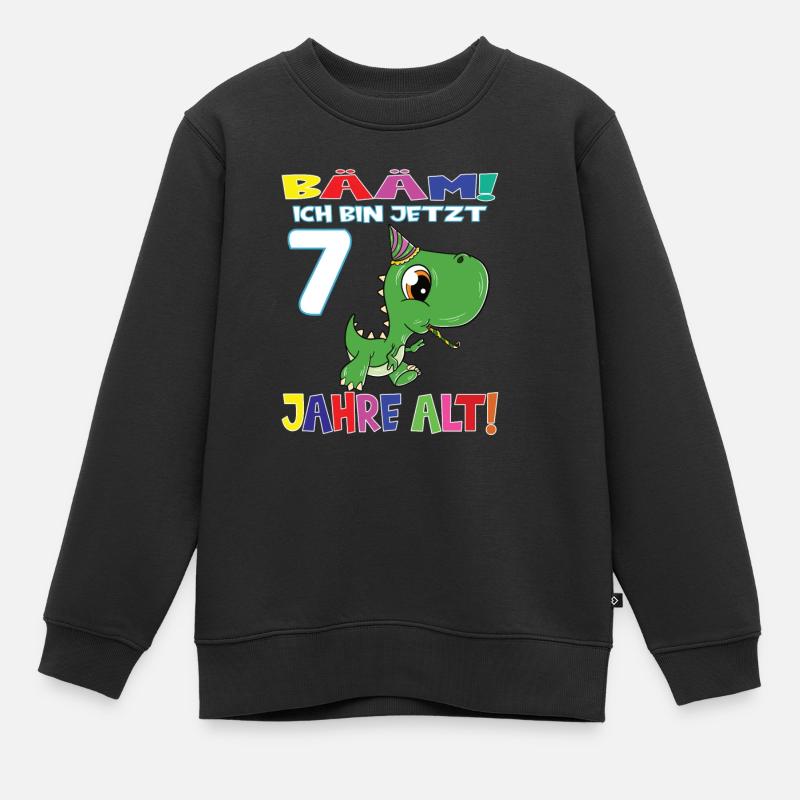 Bääm Ich Bin Jetzt 7 Jahre Alt Dino Geburtstag - Kinder Premium Organic Sweatshirt - Schwarz