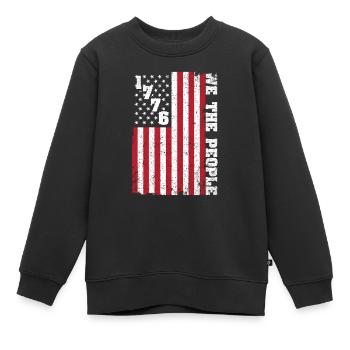 1776 We the People Patriotic American - Kids Premium Organic Sweatshirt - black - Front - AI Model Kid Female (0cm)