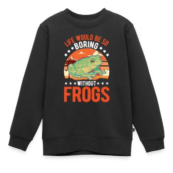 Frosch Geschenk Laubfrosch - Kinder Premium Organic Sweatshirt - Schwarz - Vorne - AI Model Kid Female (0cm)