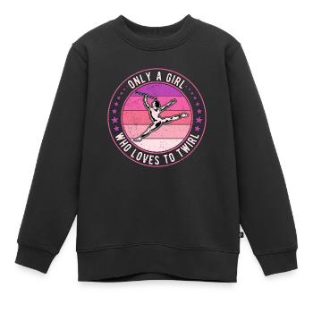 Bâton tournoyant tige tournante - Sweat Premium enfant bio - noir - Devant - AI Model Kid Female (0cm)