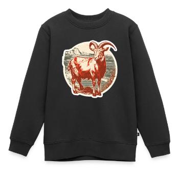 Chèvre rouge et blanc - Sweat Premium enfant bio - noir - Devant - AI Model Kid Female (0cm)